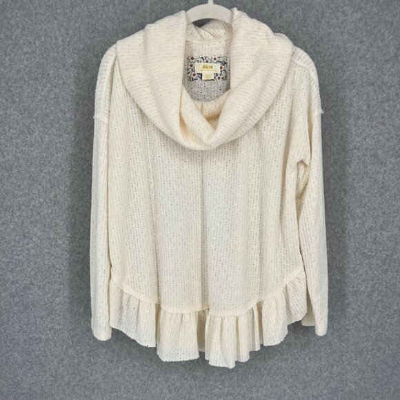Maeve Womens Addie Ruffled Hacci Pullover Sweater Size XS Ivory Cowl Neck EUC - Picture 1 of 14